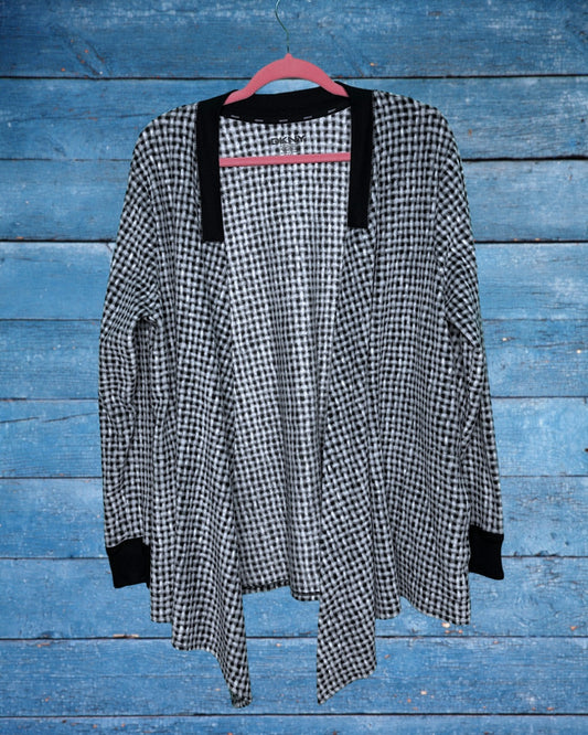 Black & White Plaid Waterfall Cardigan