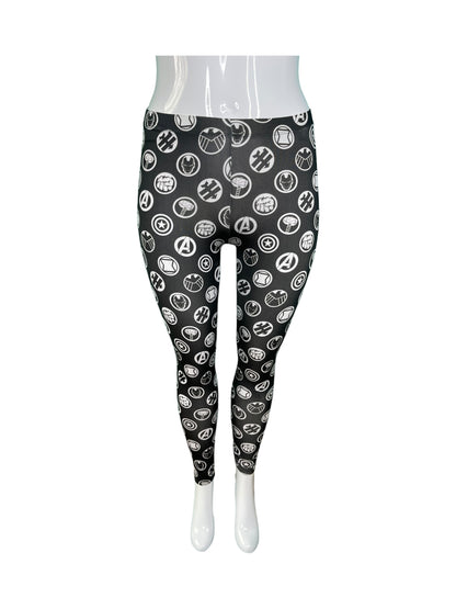 Black & White Avengers Patterned Leggings