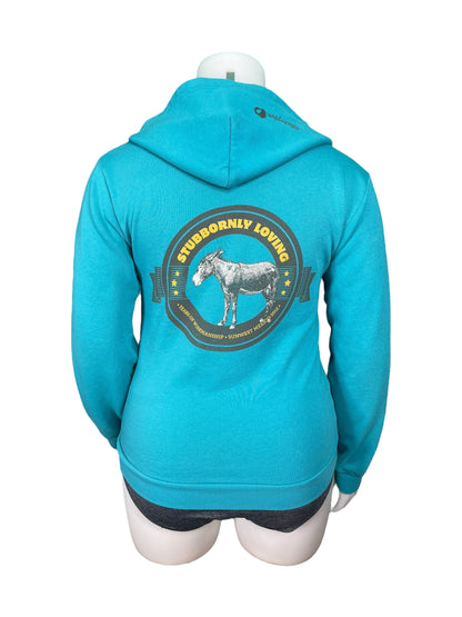 Aqua Blue Graphic Zip Up Hoodie