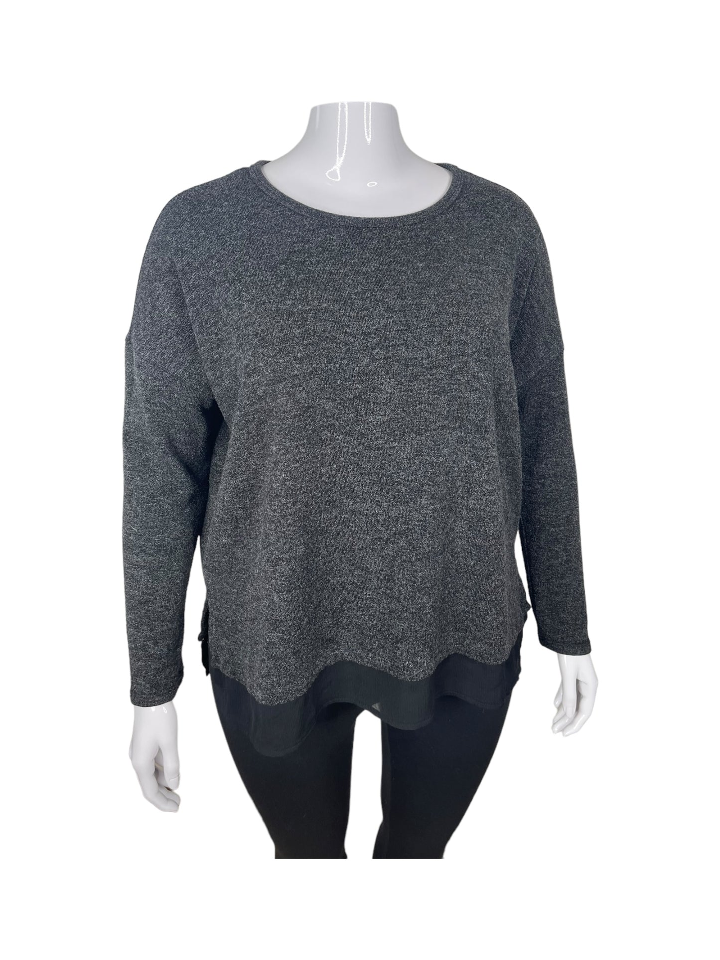 Dark Grey Jumper w/ Black Sheer Trim