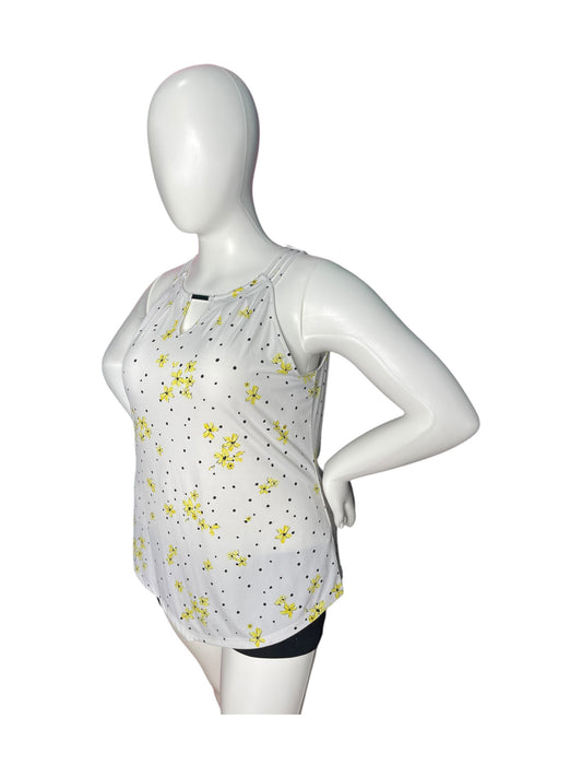 White Halter w/ Yellow Floral Pattern Blouse