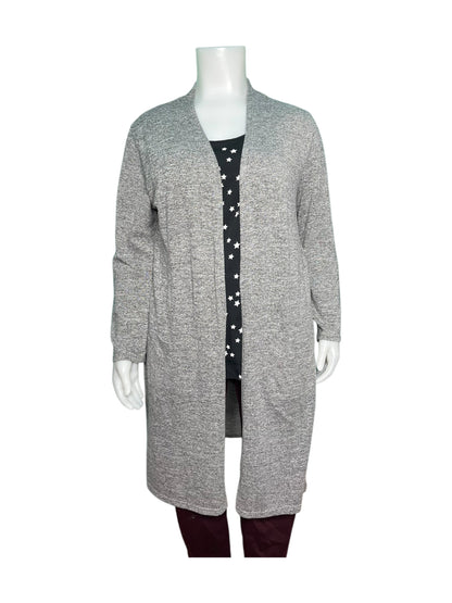 Grey Long Sleeve Knee Length Cardigan