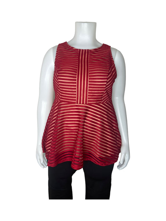 “Torrid” Red Lace Peplum Sleeveless Top  (2)