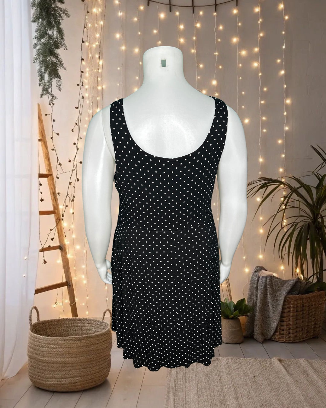 Black w/ White Polka Dot Sleeveless Dress