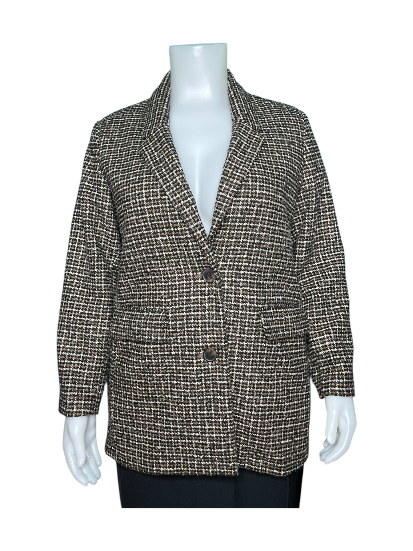 Brown & Tan Long Sleeved Blazer Jacket