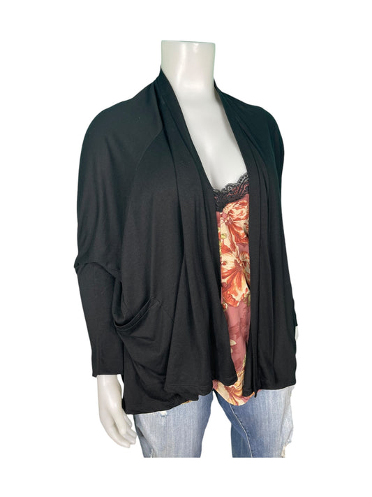 Black Long Sleeved Waterfall Cardigan