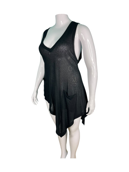 Black Asymmetrical Sheer Dress