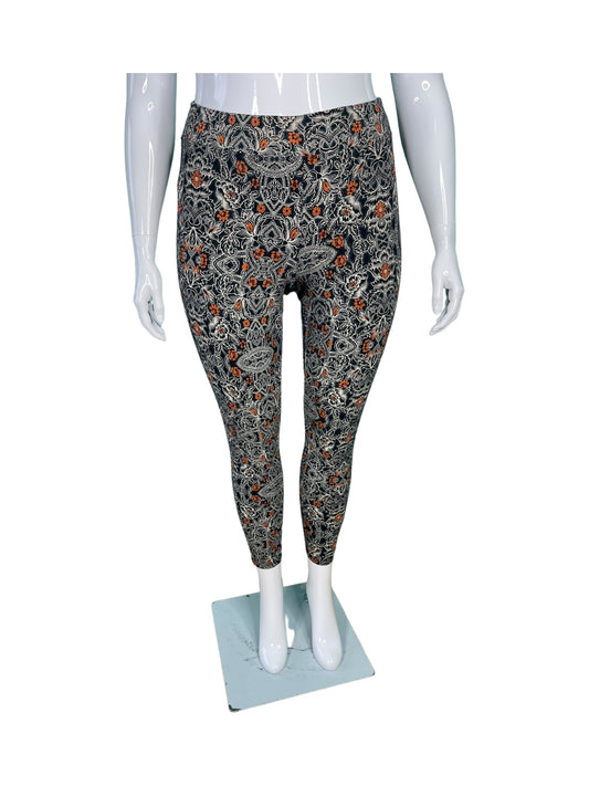 Black, White & Orange Floral Patterned Leggings (2)