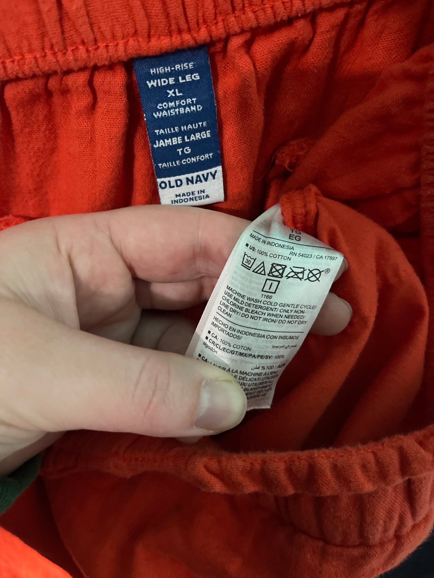 Red Paperbag Waist Lien Pants