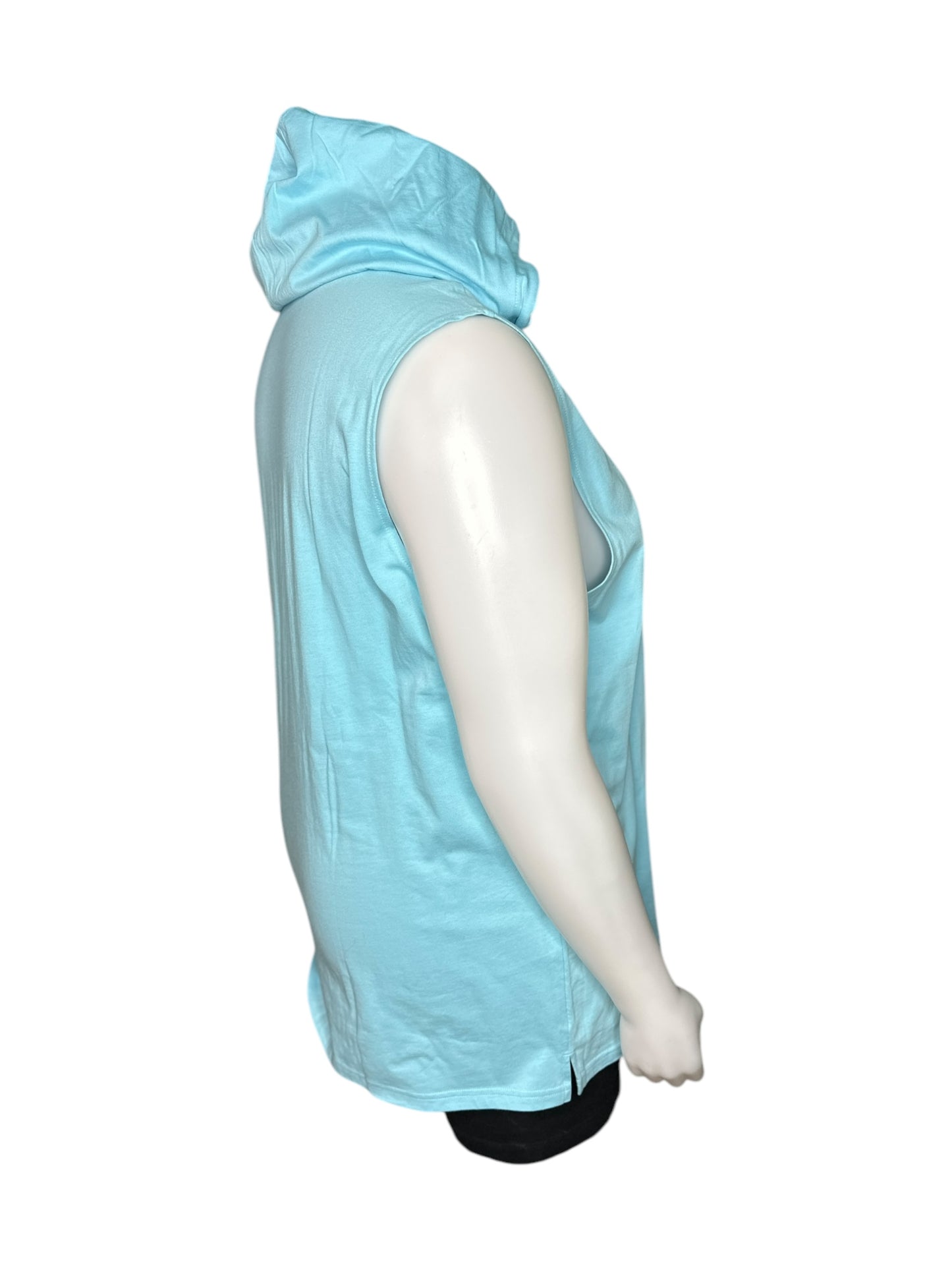 Baby Blue Sleeveless Hooded Shirt