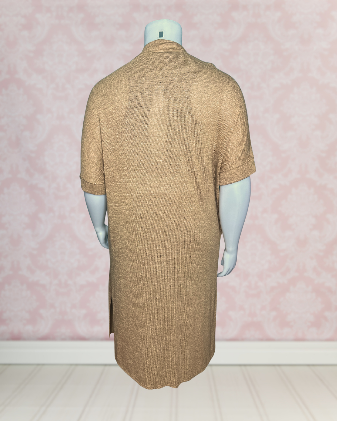 Tan Short Sleeved Maxi Cardigan