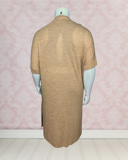 Tan Short Sleeved Maxi Cardigan