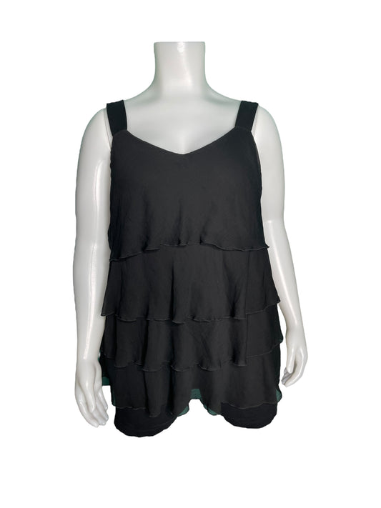 Black Ruffles Sleeveless  Blouse