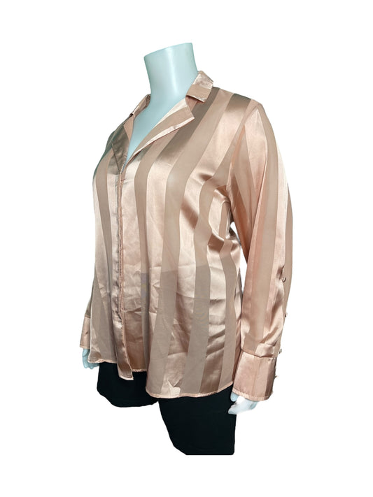 Rose Gold Striped Long Sleeve Blouse