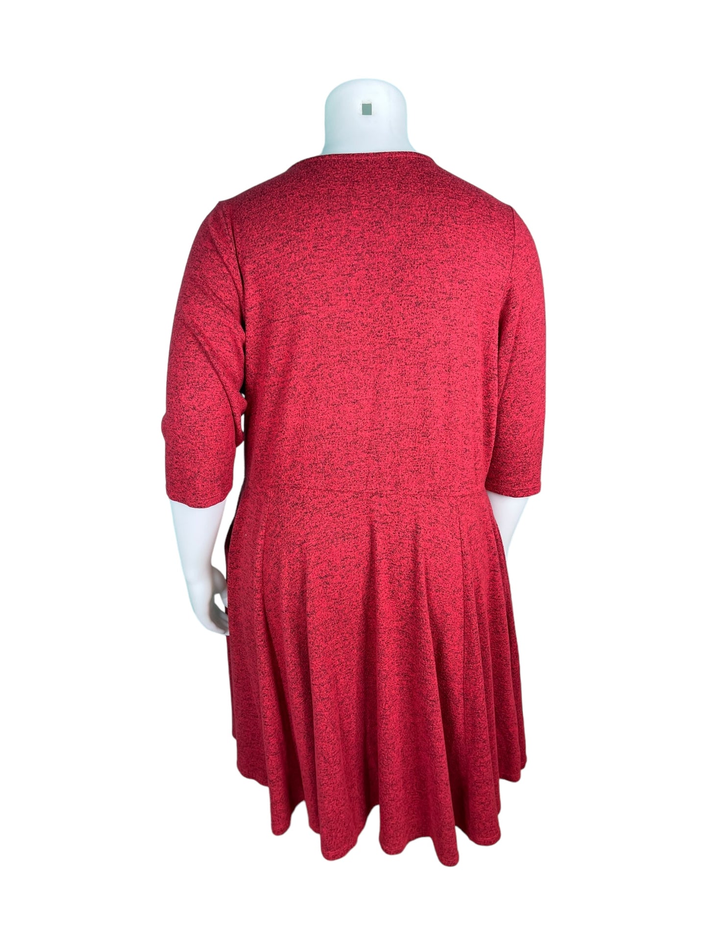 Red Sweet Heart Neckline 3/4 Sleeved Dress