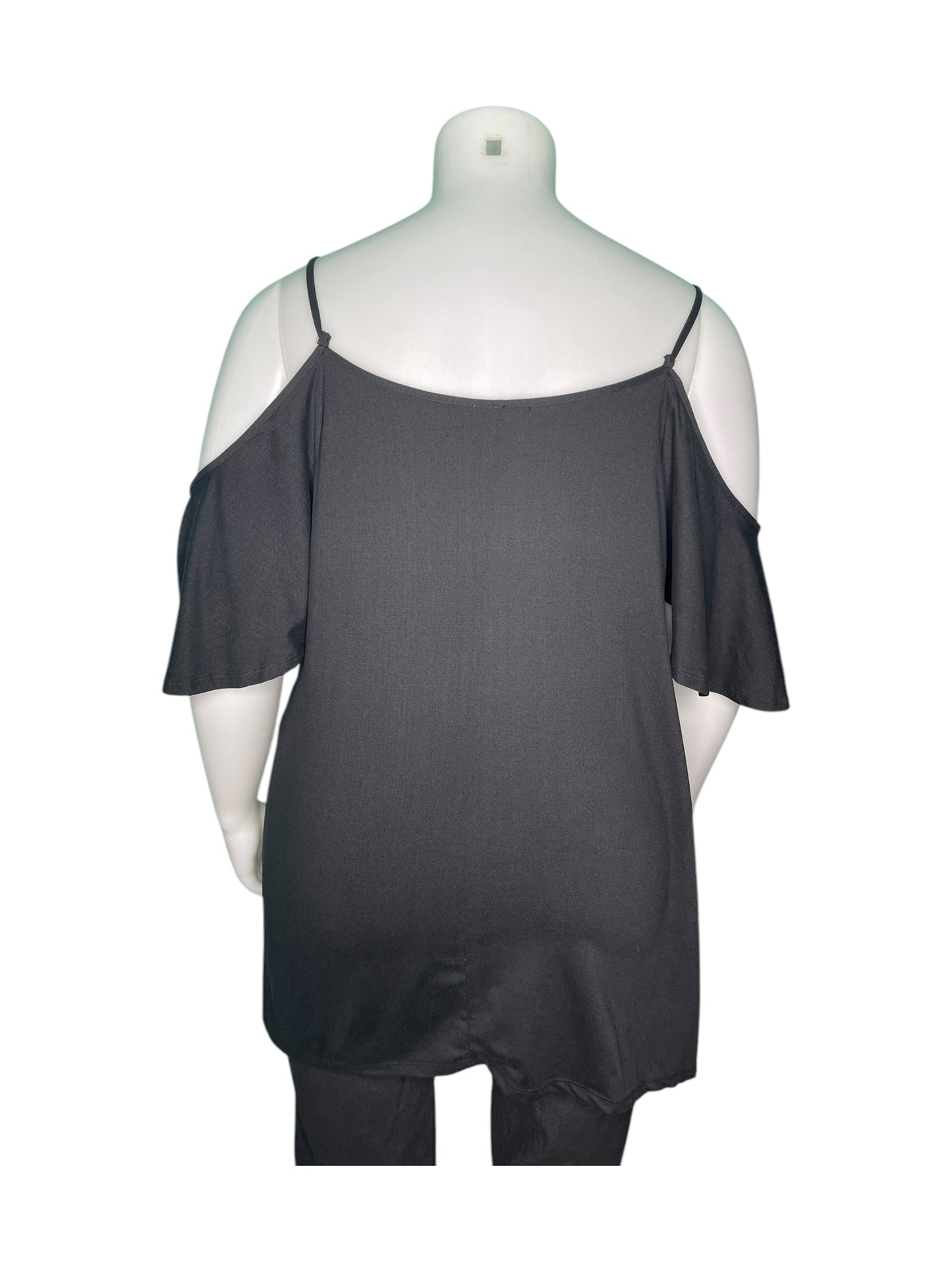 Black Cold Shoulder Sweetheart Neck Blouse