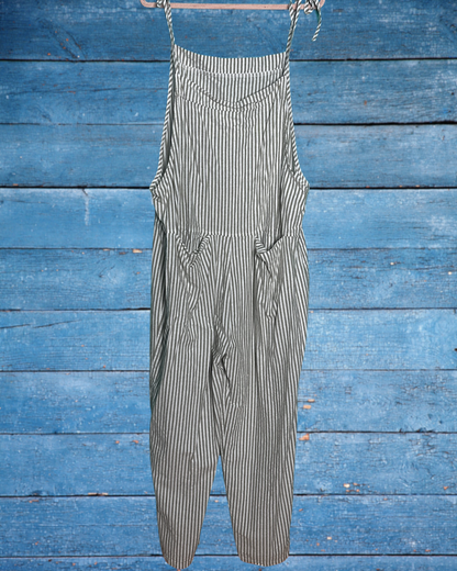 Grey and Cream Tie Jumpsuit