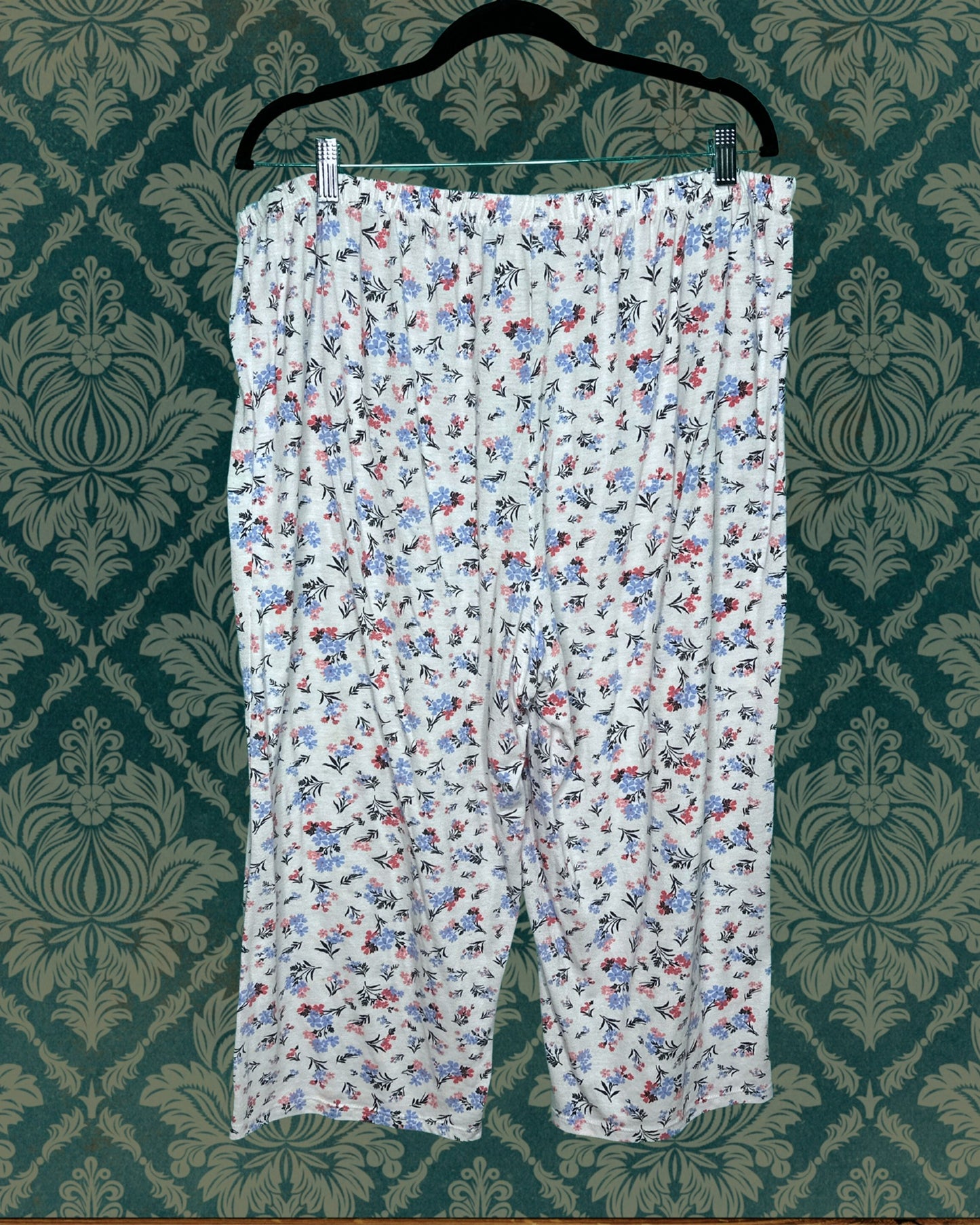 White w/ Baby Blue and Pink Floral PJ Set