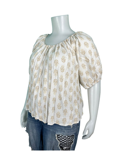 White and Gold Floral Blouse