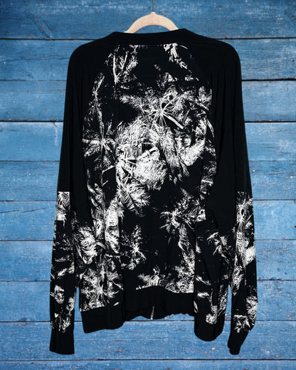 Black & White Tropical Patterned Bomber Jacket