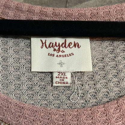 “Hayden” Pink & Grey Shirt w/ Floral Sleeves (2XL)