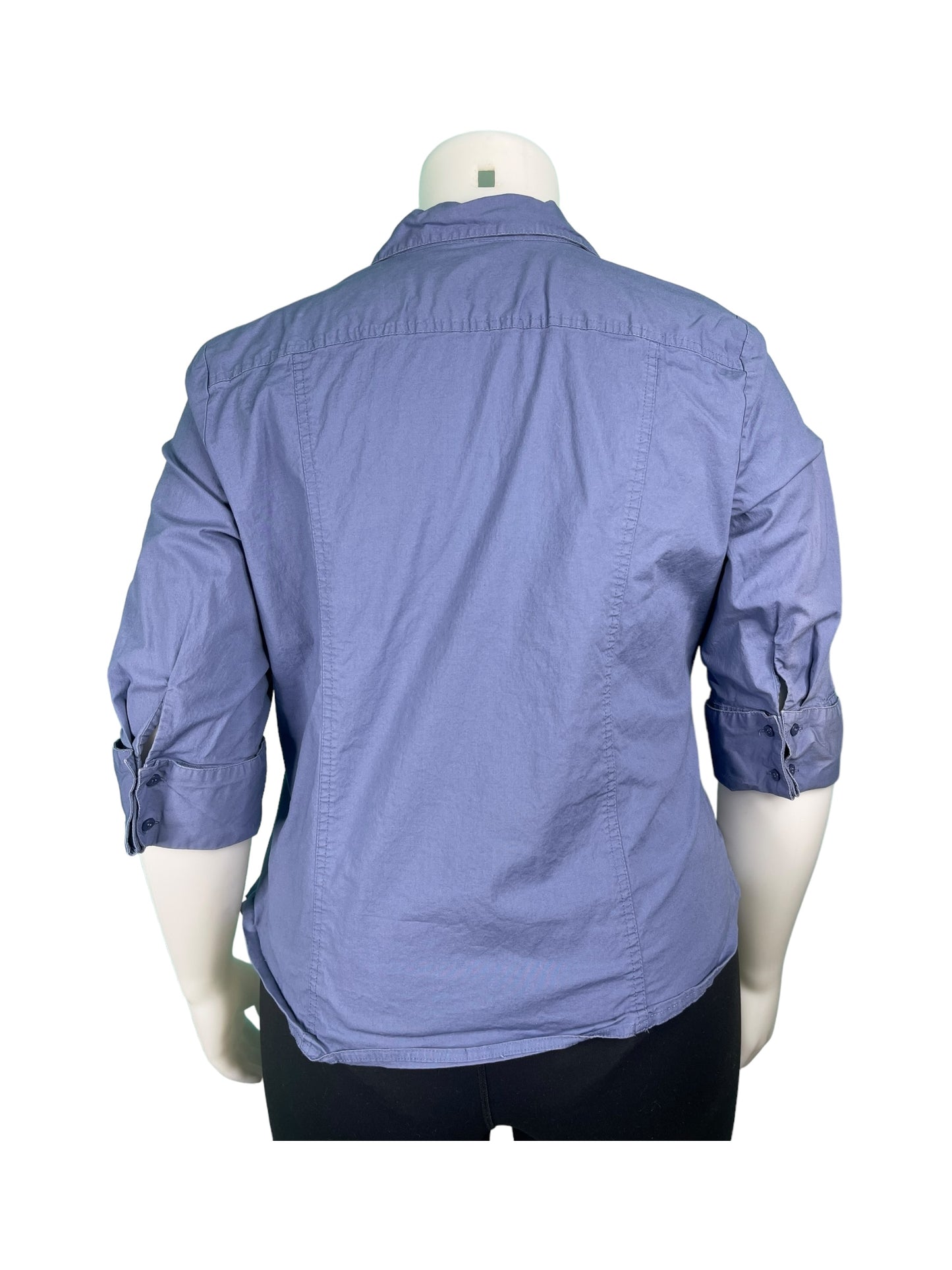 Blue 3/4 Sleeve v-Neck Blouse