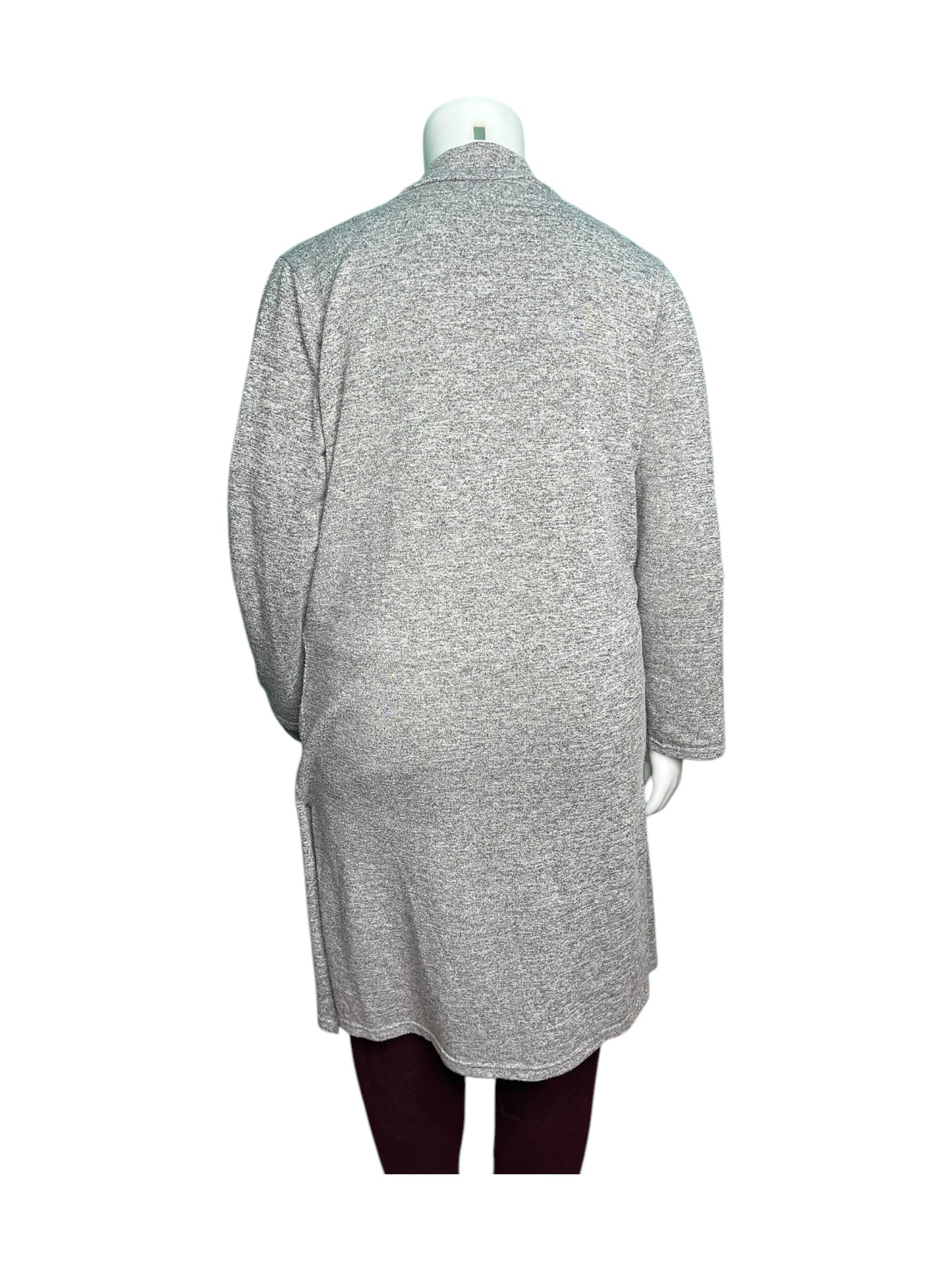 Grey Long Sleeve Knee Length Cardigan