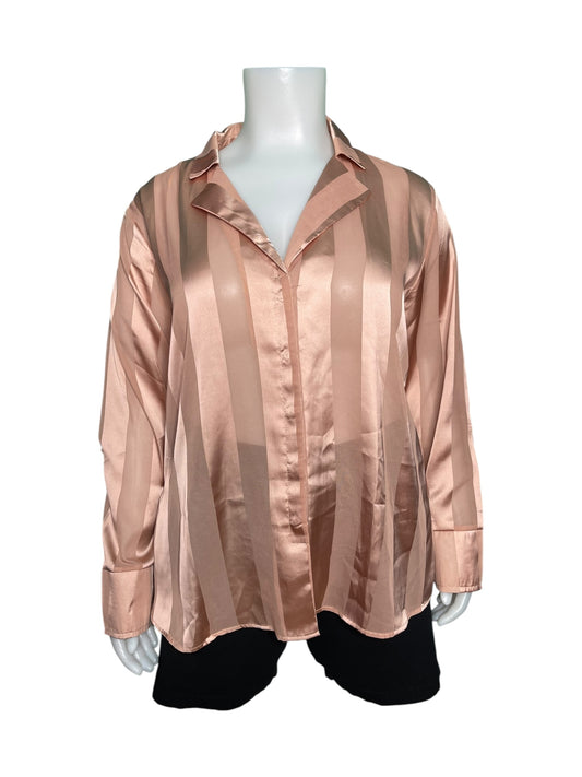 Rose Gold Striped Long Sleeve Blouse