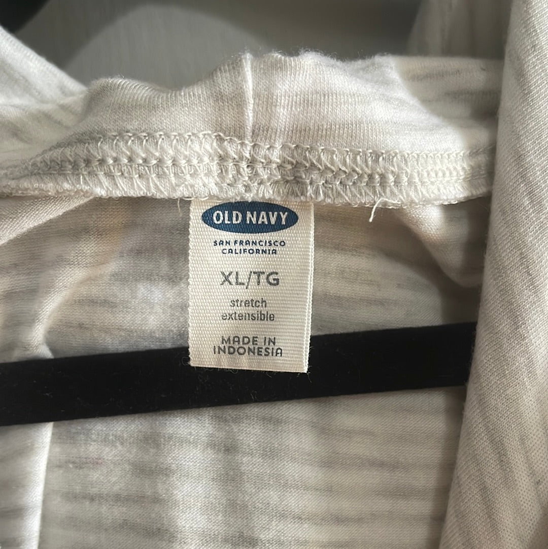 “Old Navy” Light White Striped DIY Crop Top Hoodie (XL)