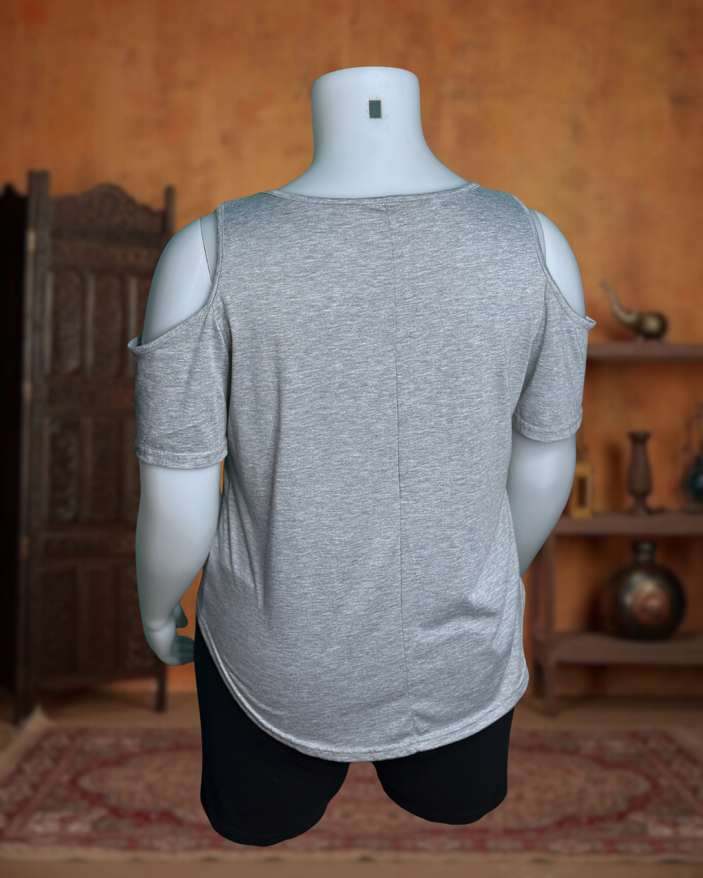 Grey Cold Shoulder T-Shirt