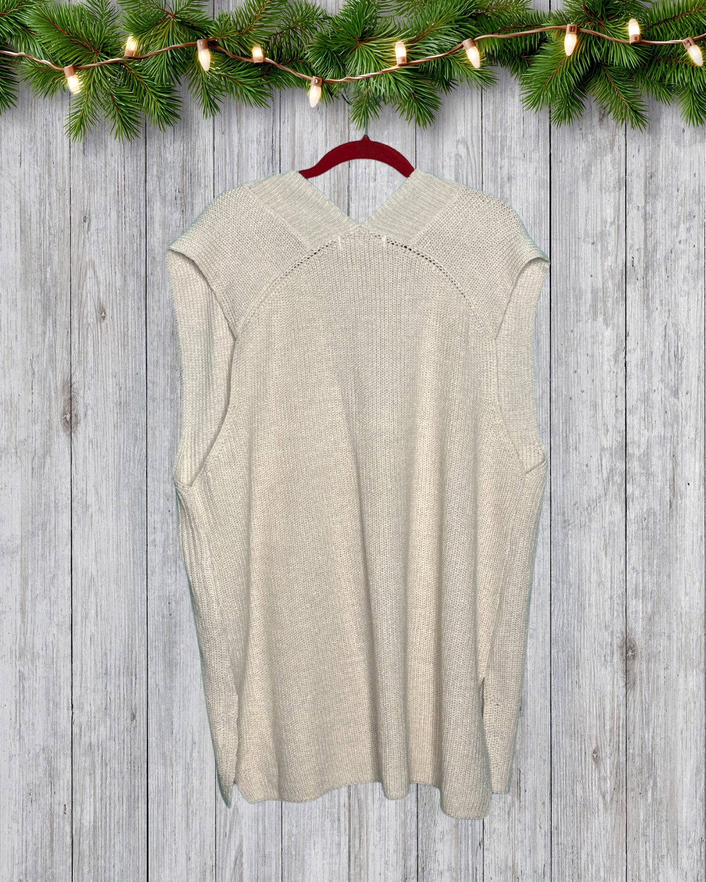 Cream V-Neck Knit Vest