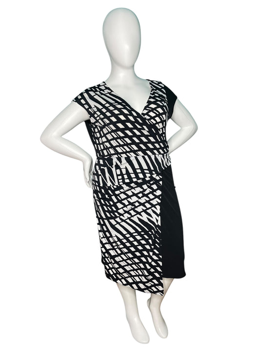 Black and White Asymmetrical V-Neck Dress