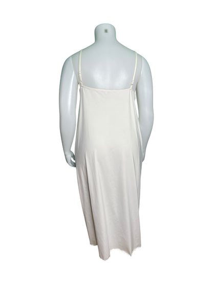 White w/ baby blue rose embroidered V-Neck Spaghetti Maxi Dress