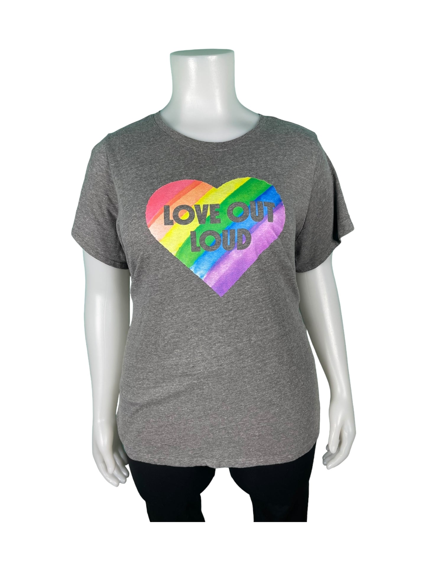 Grey “Love Out Loud” Pride  T-Shirt (4X)