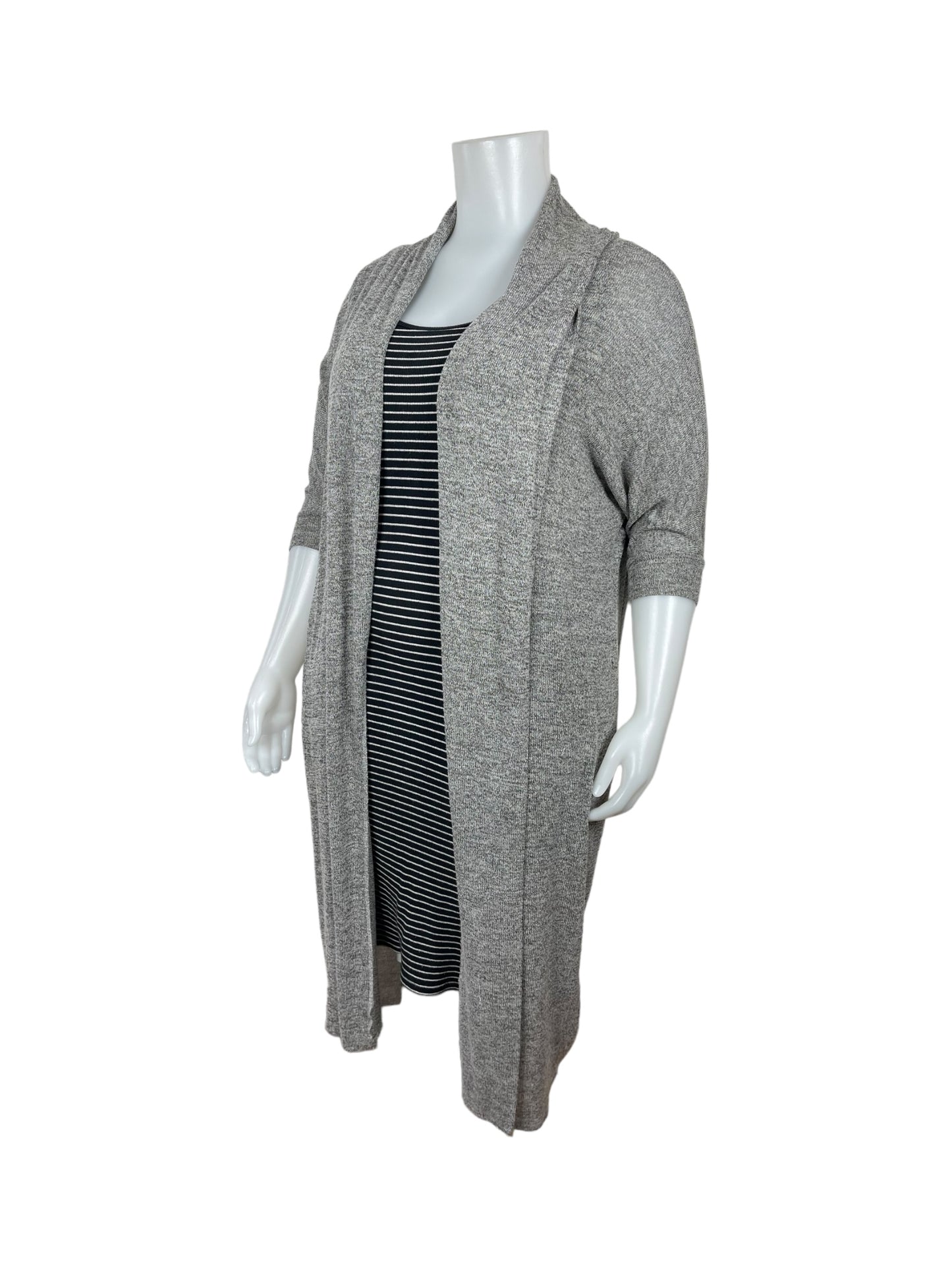 Grey Salt & Pepper Maxi Cardigan (2X/3X)