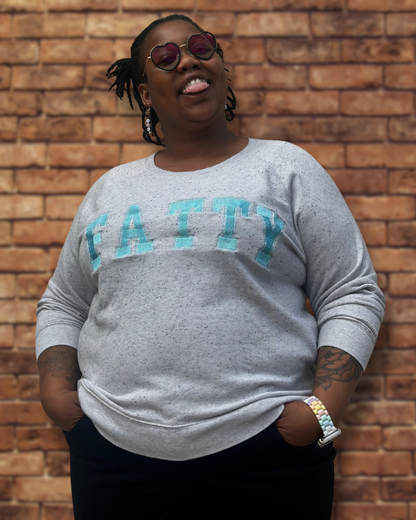 Grey W/ Baby Blue FATTY Embroidered Crewneck Sweatshirt