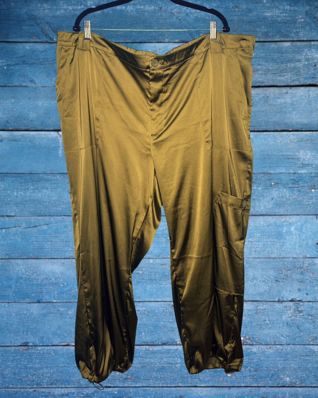 Olive Green Satin Dress Pants