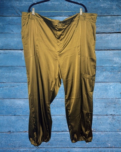Olive Green Satin Dress Pants