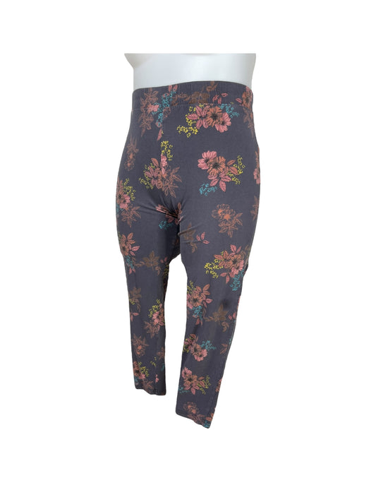 Light Grey W/ Pink & Yellow Floral Leggings