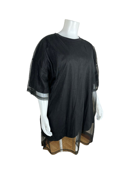 Oversized Black T-Shirt w/ Sheer Layer