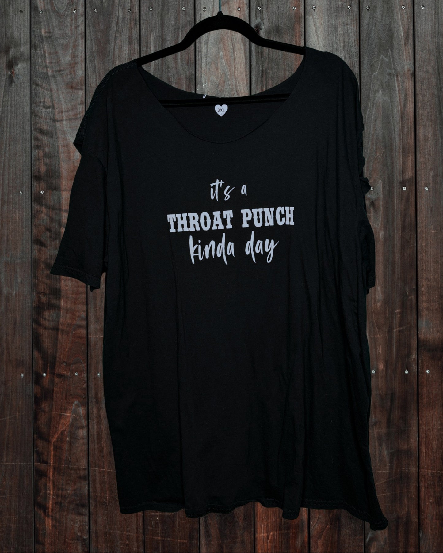Black "It's a throat Punch Kinda Day" 3/4  Shirt