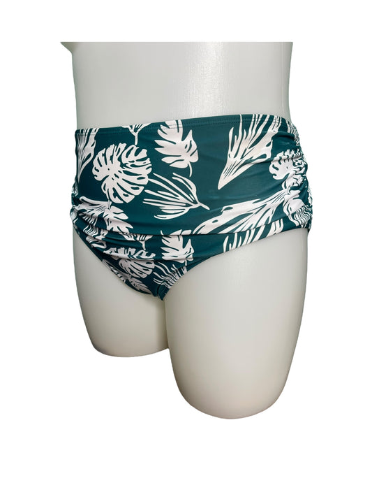 Green & White Plant Leaves Patterned Bikini Bottoms