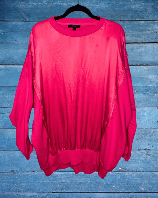 Pink Satin Front Crewneck Jumper