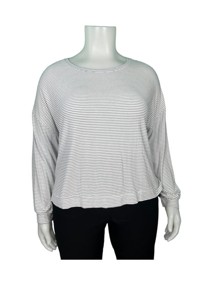 White  & Grey Striped Long Sleeve Top (XL)