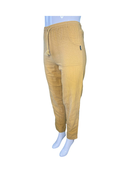 Yellow Texture Draw String Pants