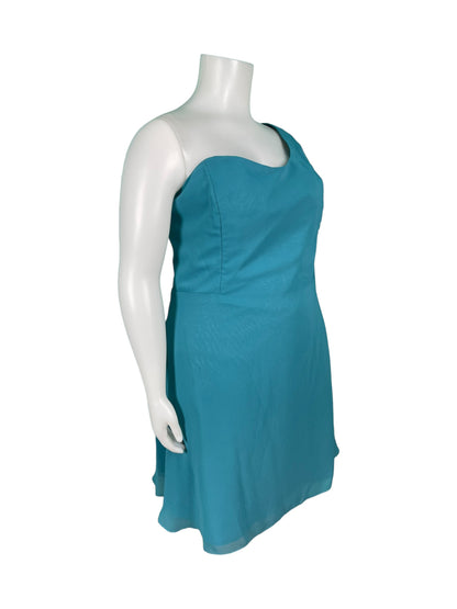 Teal One Shoulder Dress