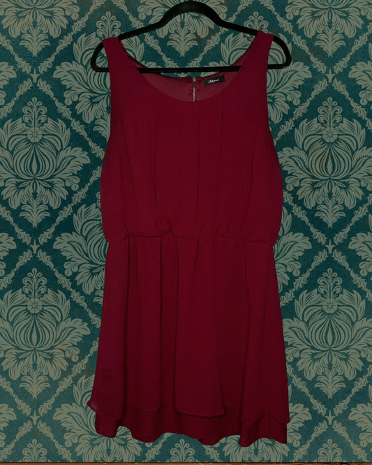Burgundy Sleeveless Mini Dress