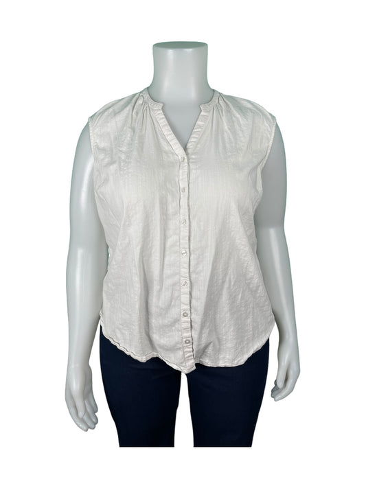 White Sleeveless Button up Blouse