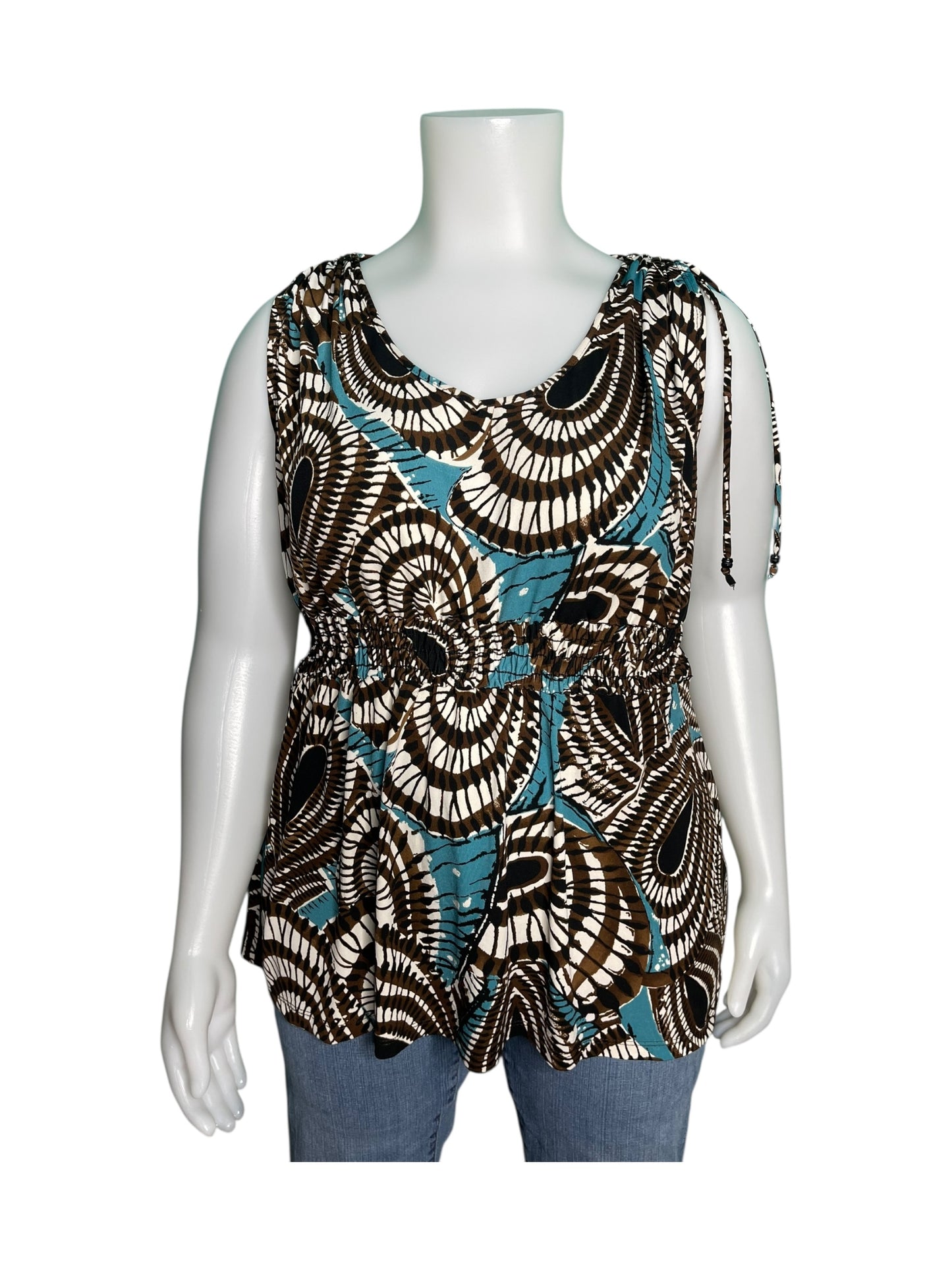 Brown, White and Teal Shirt