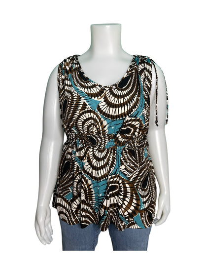 Brown, White and Teal Shirt